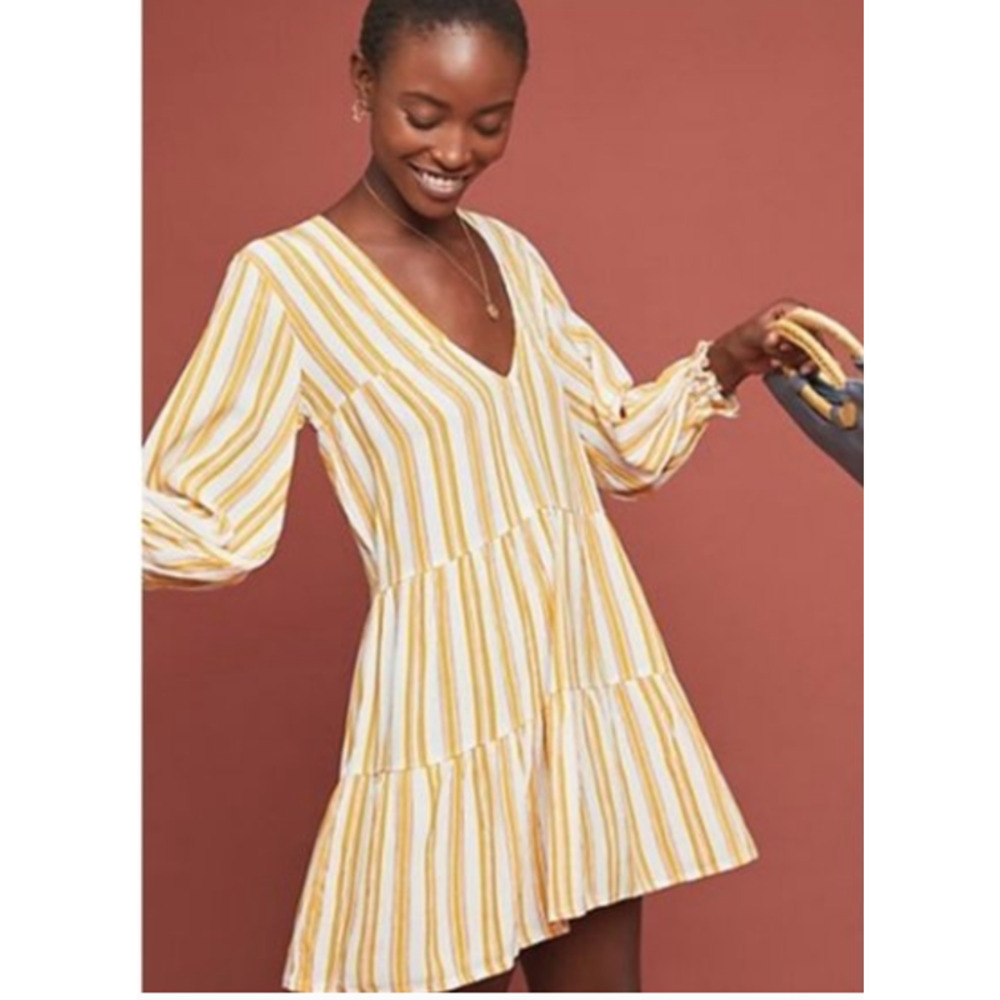 Faithfull the Brand Le Gallion Azure Striped Flowy Tunic Mini Dress 4